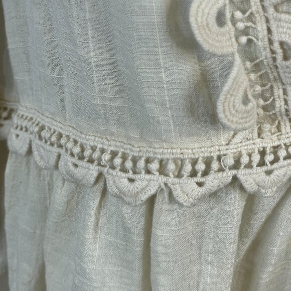 Max Studio Cottagecore Boho Crochet Peasant Top Size M Ivory - Picture 7 of 12
